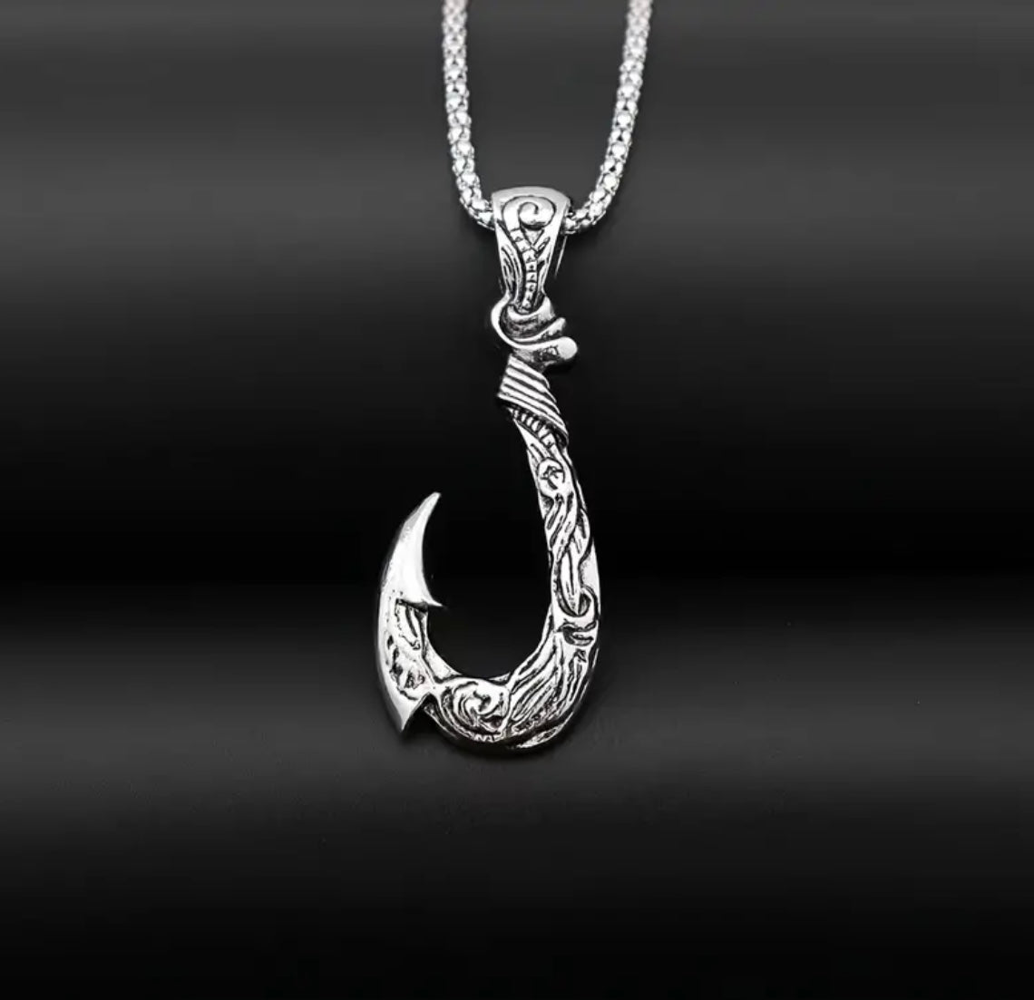 Titanium Steel Hook Pendant Necklace