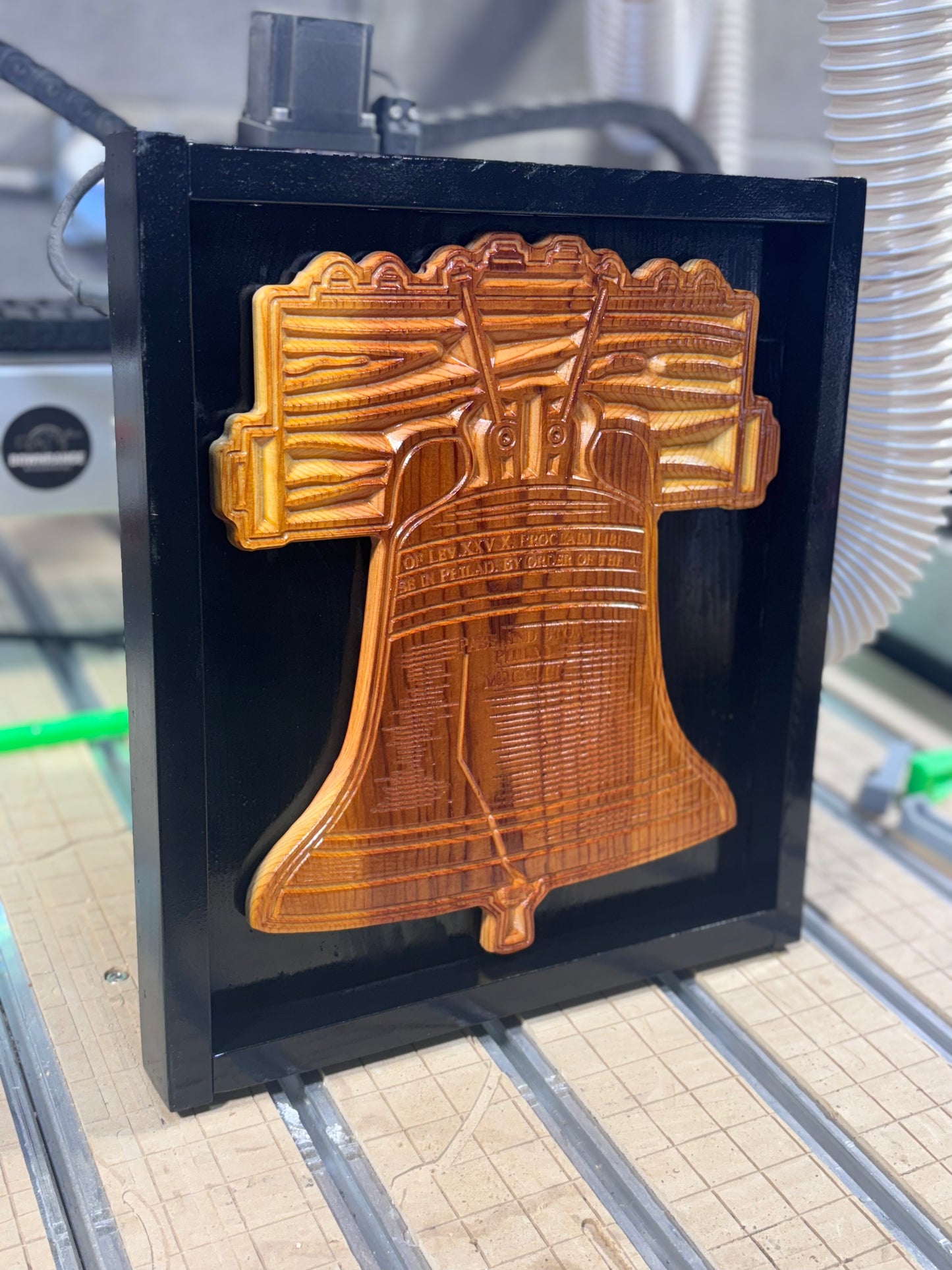 Framed Wooden Liberty Bell – Carved from 150-Year-Old Oak