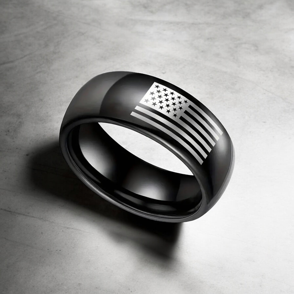 American Flag Men’s Black Wedding Ring