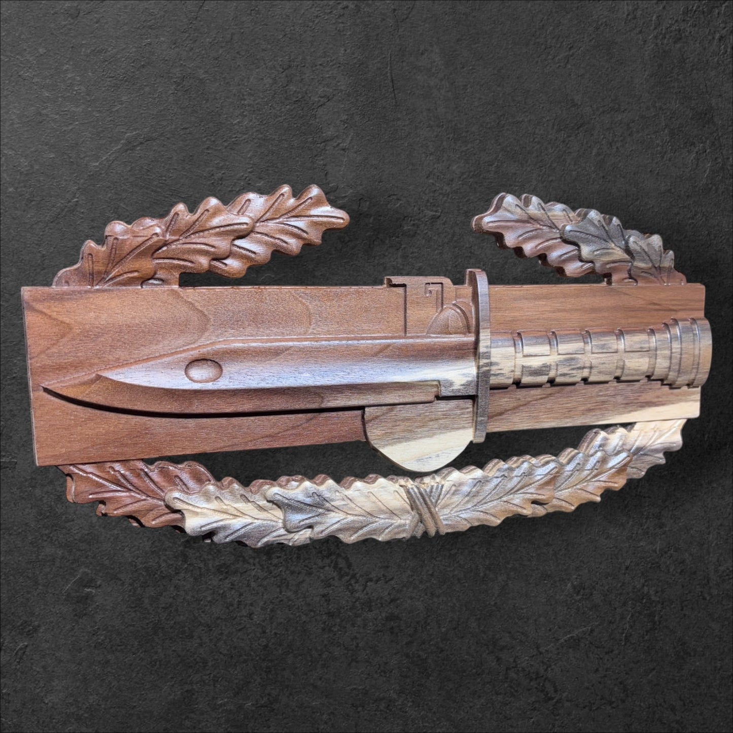 18” Solid Walnut Combat Action Badge – CNC Carved