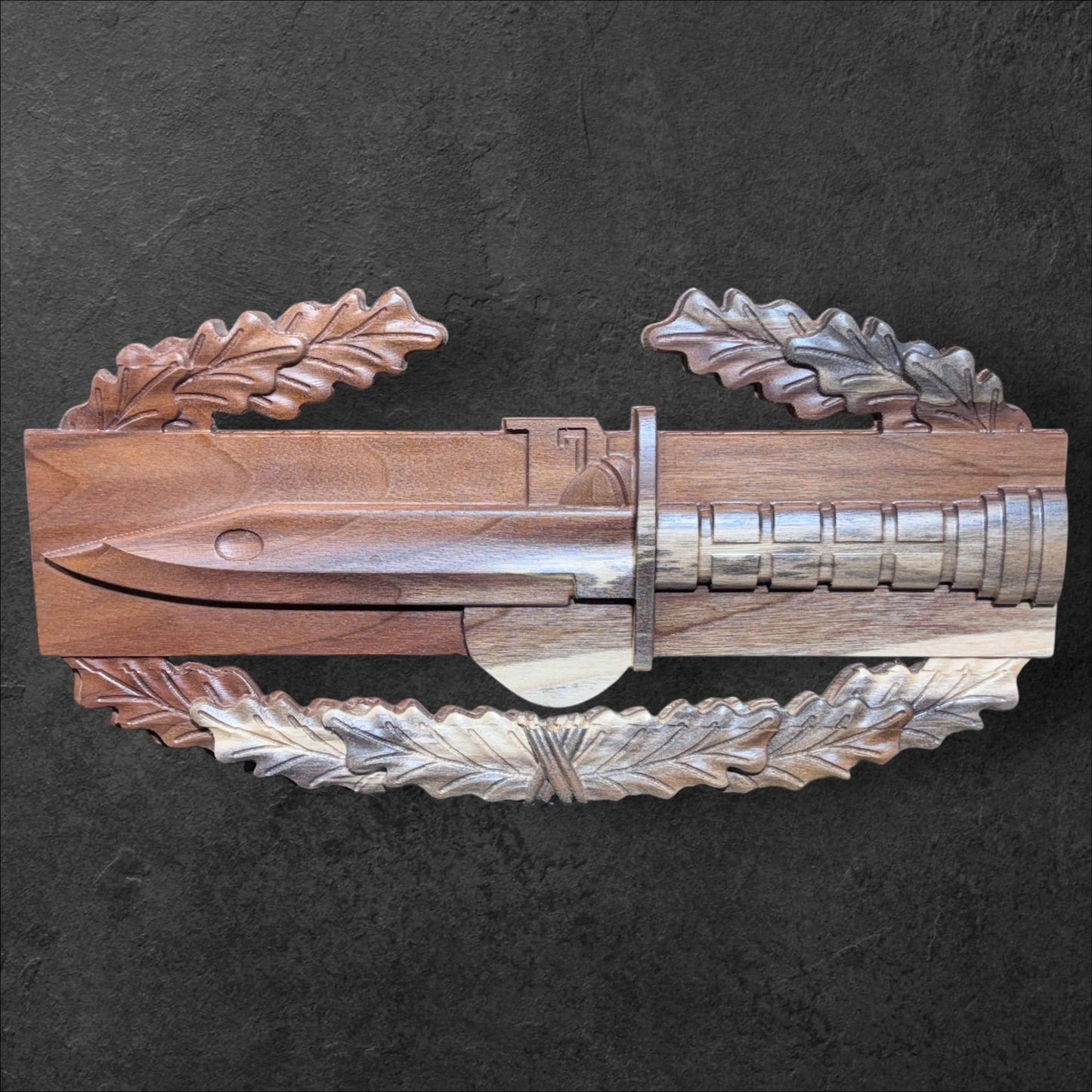 18” Solid Walnut Combat Action Badge – CNC Carved