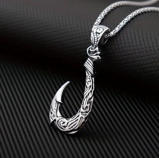 Titanium Steel Hook Pendant Necklace