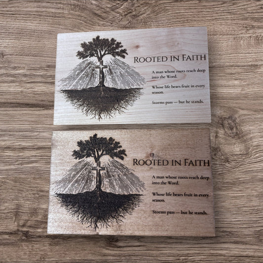 ✨ Rooted in Faith Laser Engraved Wooden Plaque ✨
