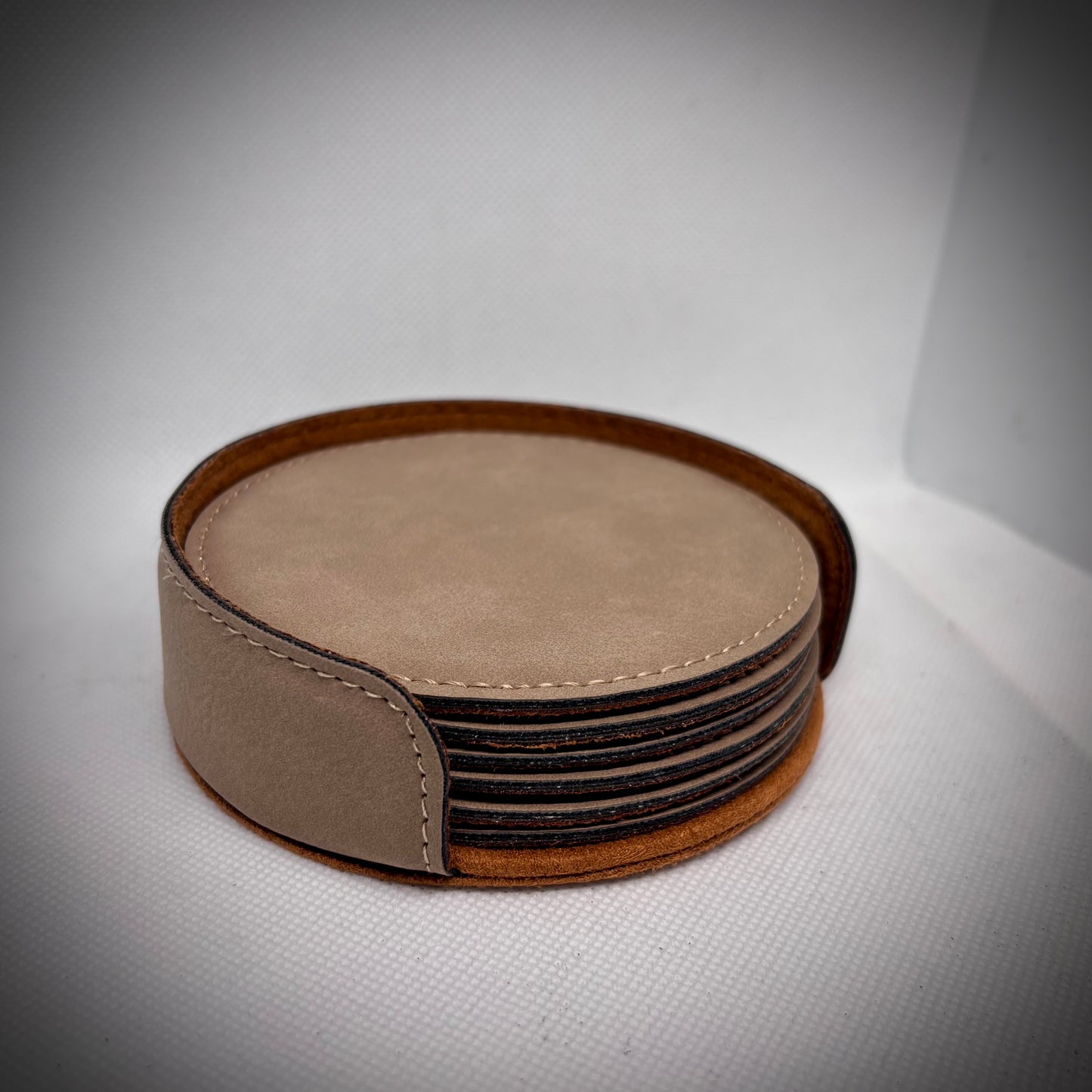 4” Custom Leatherette Circular Coaster set of 6