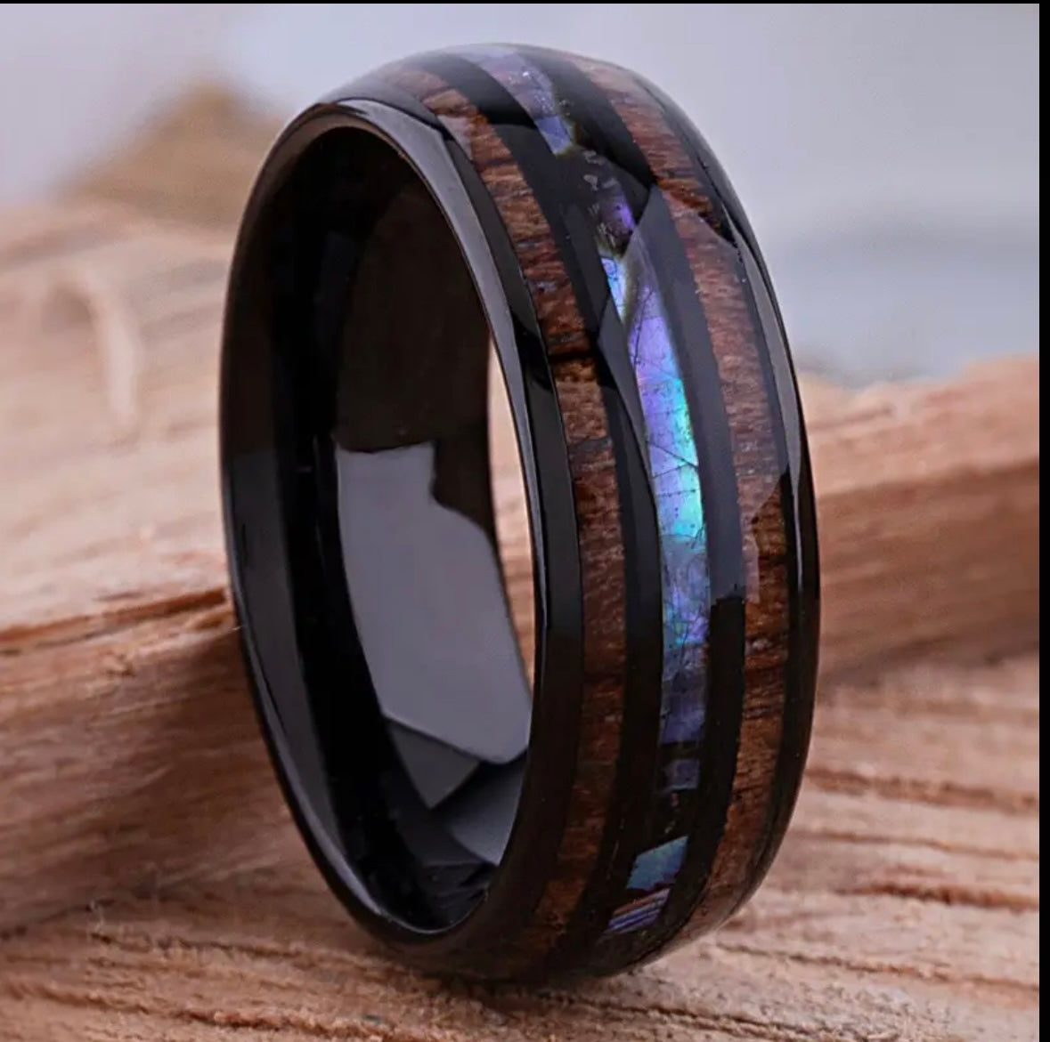 Wood and Resin Inlay Wedding Ring