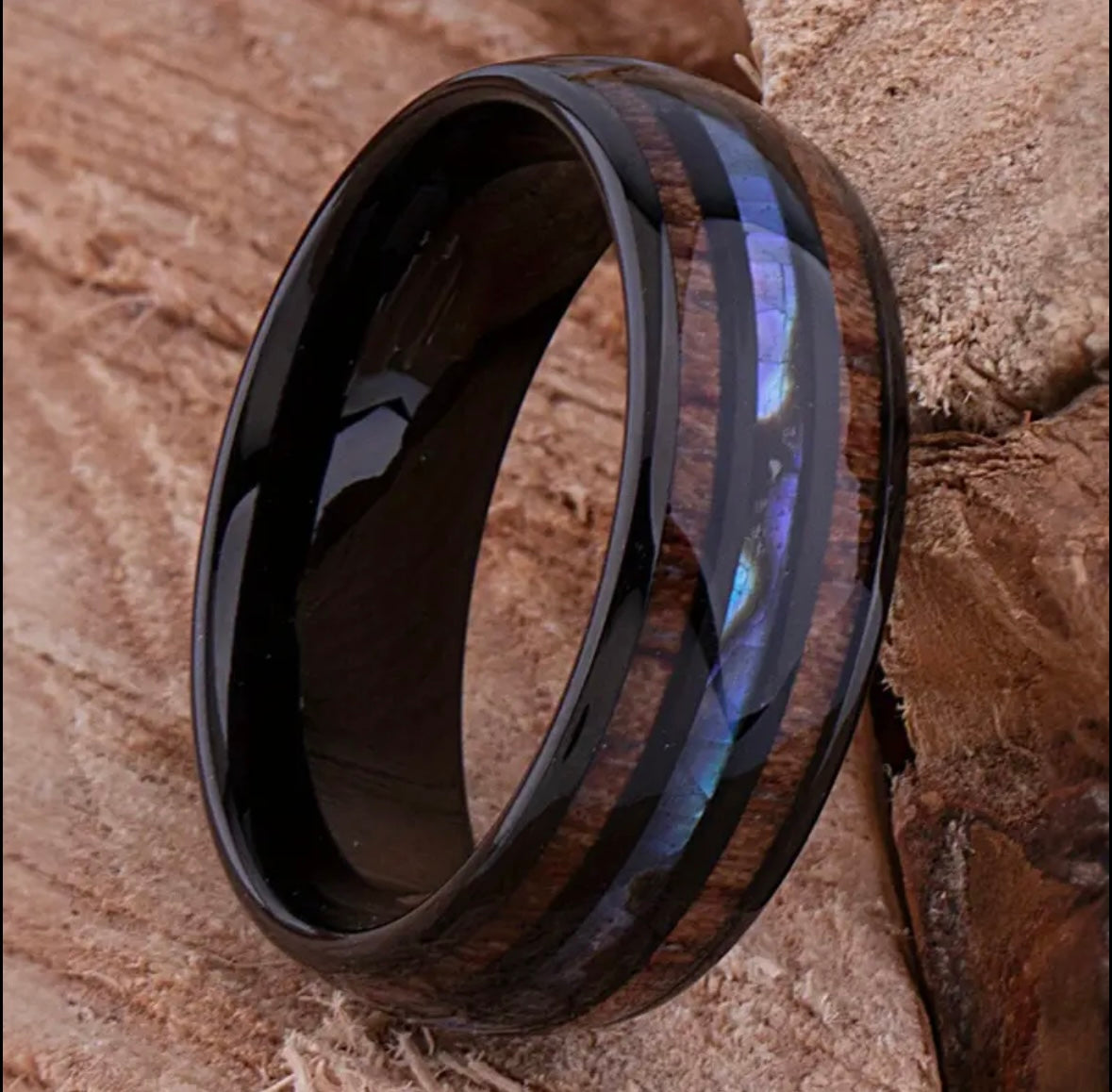 Wood and Resin Inlay Wedding Ring