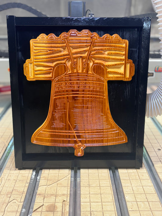 Framed Wooden Liberty Bell – Carved from 150-Year-Old Oak