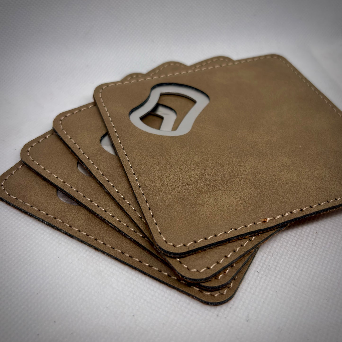 Leatherette Bottle Opener Coasters