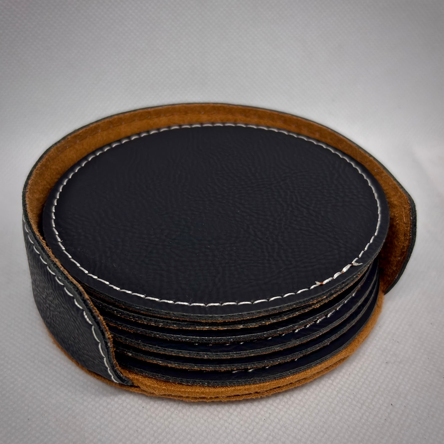 4” Custom Leatherette Circular Coaster set of 6