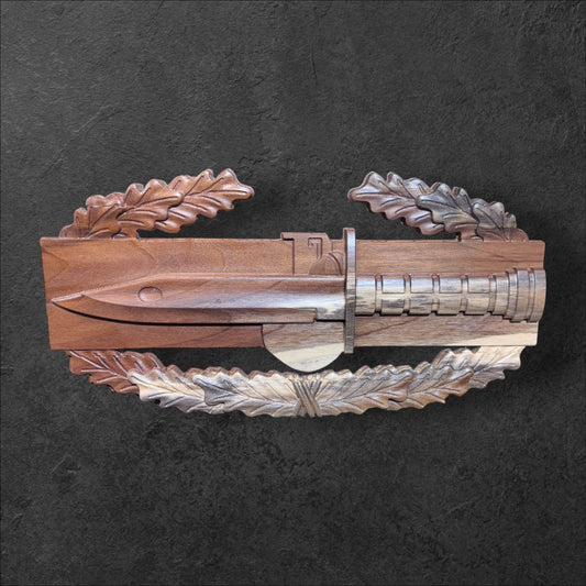 18” Solid Walnut Combat Action Badge – CNC Carved